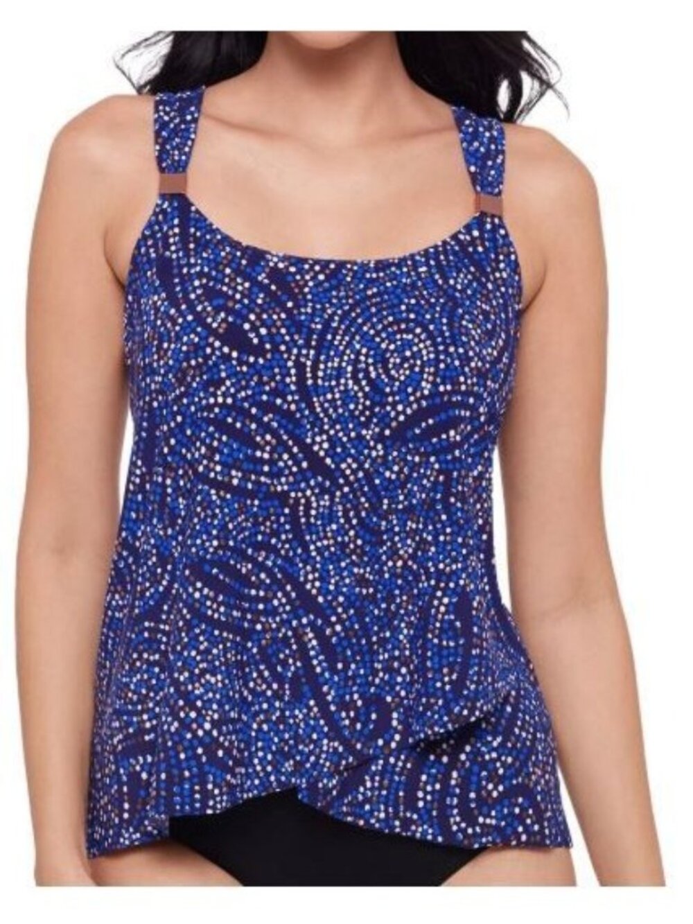 Miraclesuit Womens Razzle Blue Printed Underwire Tankini Top Size 8 6566626